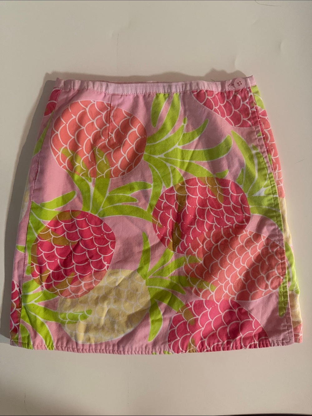 Vintage Lilly Pulitzer Girls 6X Pink Pineapple Floral Wrap Skirt Y2K